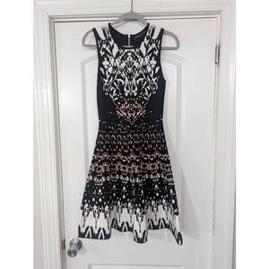 Karen Millen | Dresses | Karen Millen Black White Logo Stretch Knit  Vneckline Aline Dress Xxxl Nwt | Poshmark